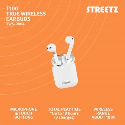 T100 Trådløse Stereo Høretelefoner - Mat Hvid fra Streetz