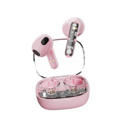 T150 TWS Høretelefoner, Transparent Pink - Streetz tilbud