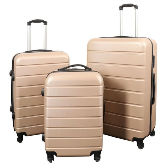 Eksklusivt 3-delers Kuffertsæt i Guldfarve med Striber