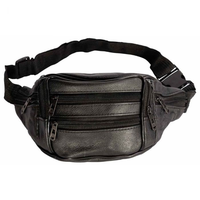 Bæltetaske I Sort Imiteret Læder   Mavetaske Med 7 Rum. fra Borg Living