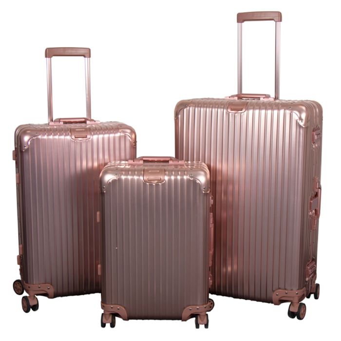 Aluminiums Kufferter   3 Stk. Sæt   Luksuriøse Rejsekufferter   Rosa Guld Med Tsa Lås fra Borg Living