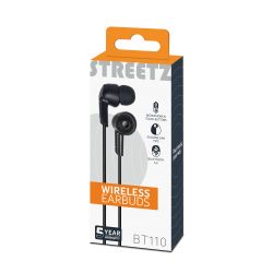 Bt110 In Ear Bt Headphones With Mic, Control Buttons, Black   Høretelefon fra Streetz